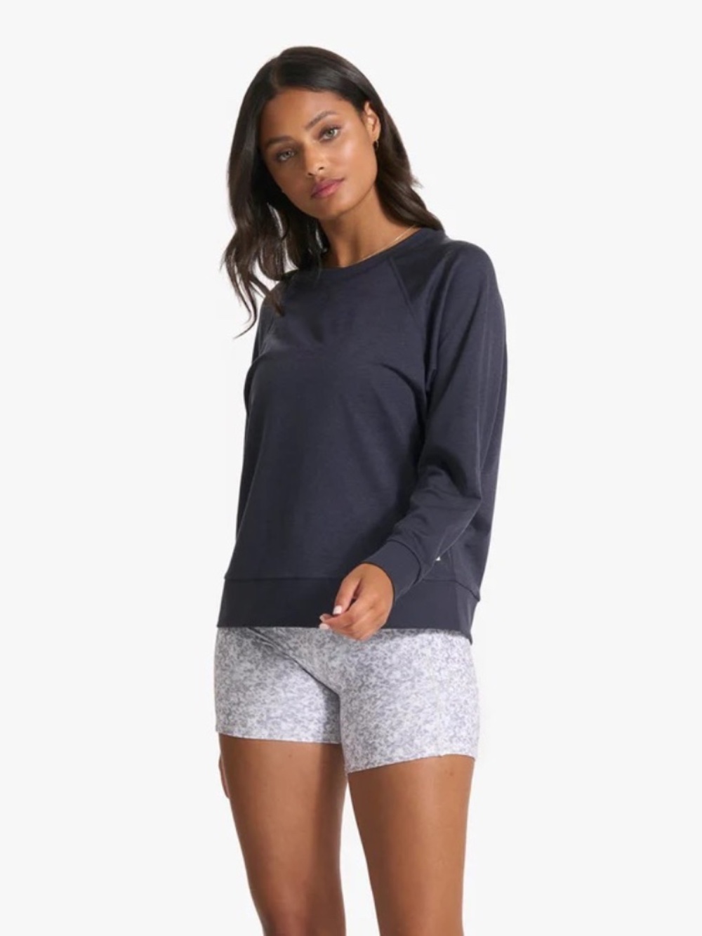 Vuori Long Sleeve Halo Crew Midnight Heather Navy Small S EUC